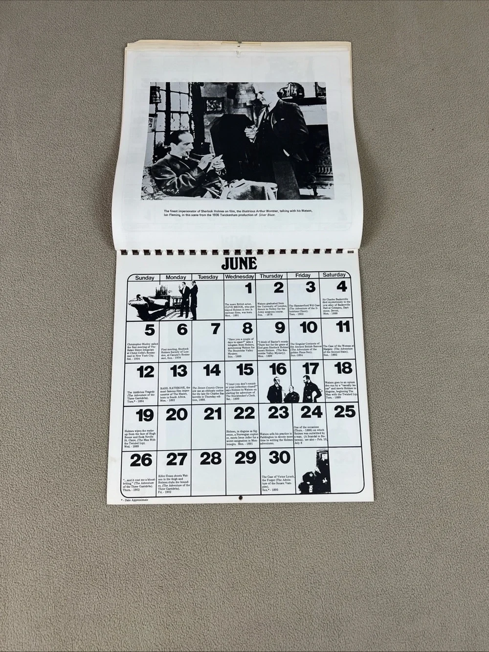 Sherlock Holmes 1977 Wall Calendar - Brown Sepia